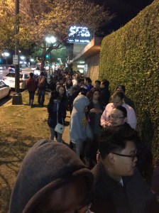 The line down the block. 